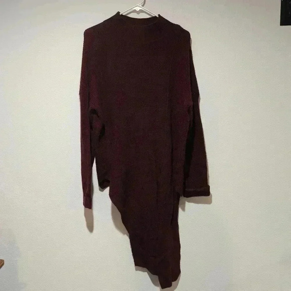 Halogen Wool and Alpaca Hair Sweater XL Knit Maroon Dark Red Thick Heavy Chic - Picture 2 of 5